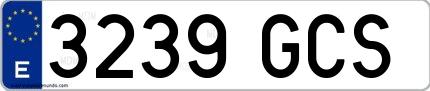 Ejemplo de matrícula española 3239 GCS