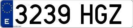 Ejemplo de matrícula española 3239 HGZ