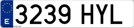 Ejemplo de matrícula española 3239 HYL