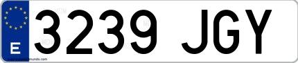 Ejemplo de matrícula española 3239 JGY