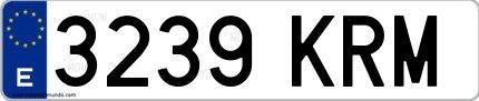 Ejemplo de matrícula española 3239 KRM
