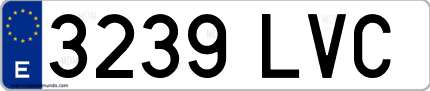 Ejemplo de matrícula de coche ordinaria 3239 LVC