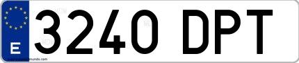 Ejemplo de matrícula española 3240 DPT