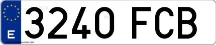 Ejemplo de matrícula española 3240 FCB