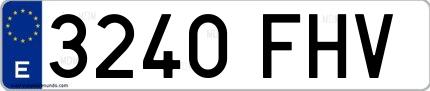 Ejemplo de matrícula española 3240 FHV
