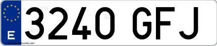 Ejemplo de matrícula española 3240 GFJ