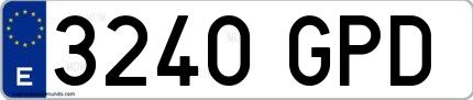 Ejemplo de matrícula española 3240 GPD