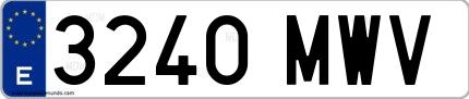 Ejemplo de matrícula española 3240 MWV