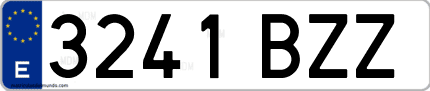 Ejemplo de matrícula de coche ordinaria 3241 BZZ