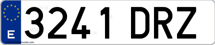 Ejemplo de matrícula de coche ordinaria 3241 DRZ
