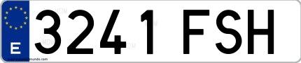 Ejemplo de matrícula española 3241 FSH