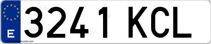Ejemplo de matrícula española 3241 KCL