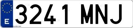 Ejemplo de matrícula española 3241 MNJ