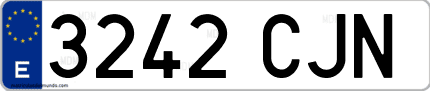 Ejemplo de matrícula de coche ordinaria 3242 CJN