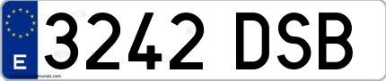 Ejemplo de matrícula española 3242 DSB