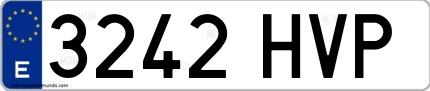 Ejemplo de matrícula española 3242 HVP