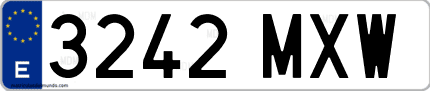 Ejemplo de matrícula de coche ordinaria 3242 MXW