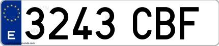 Ejemplo de matrícula española 3243 CBF