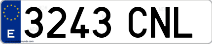Ejemplo de matrícula de coche ordinaria 3243 CNL