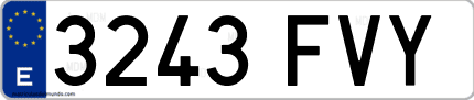 Ejemplo de matrícula de coche ordinaria 3243 FVY