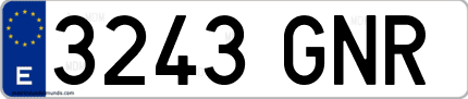 Ejemplo de matrícula de coche ordinaria 3243 GNR