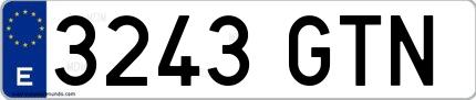 Ejemplo de matrícula española 3243 GTN