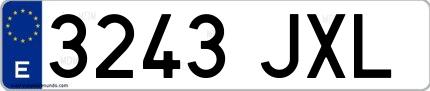 Ejemplo de matrícula española 3243 JXL
