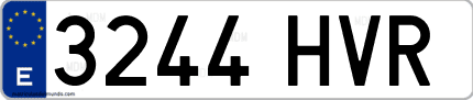Ejemplo de matrícula de coche ordinaria 3244 HVR