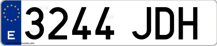 Ejemplo de matrícula de coche ordinaria 3244 JDH