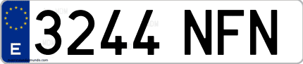 Ejemplo de matrícula de coche ordinaria 3244 NFN