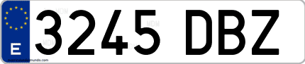 Ejemplo de matrícula de coche ordinaria 3245 DBZ