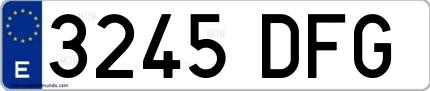 Ejemplo de matrícula española 3245 DFG