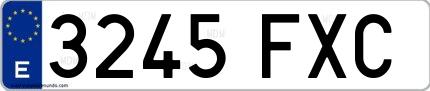 Ejemplo de matrícula española 3245 FXC
