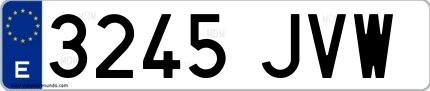 Ejemplo de matrícula española 3245 JVW