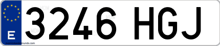 Ejemplo de matrícula de coche ordinaria 3246 HGJ