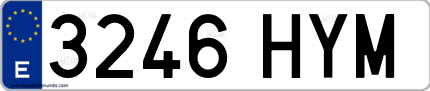 Ejemplo de matrícula de coche ordinaria 3246 HYM