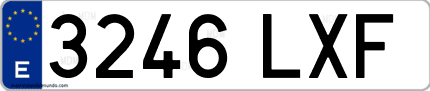 Ejemplo de matrícula de coche ordinaria 3246 LXF
