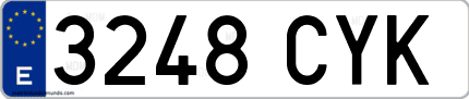 Ejemplo de matrícula de coche ordinaria 3248 CYK
