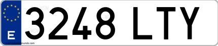 Ejemplo de matrícula española 3248 LTY