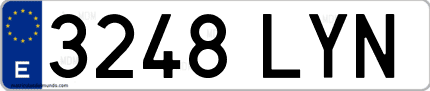 Ejemplo de matrícula de coche ordinaria 3248 LYN