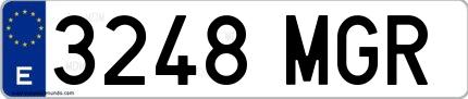 Ejemplo de matrícula española 3248 MGR