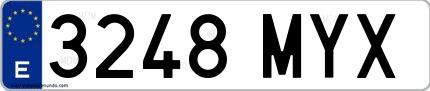 Ejemplo de matrícula española 3248 MYX