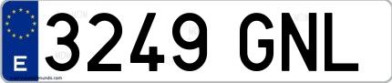 Ejemplo de matrícula española 3249 GNL