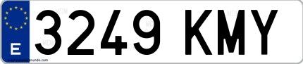 Ejemplo de matrícula española 3249 KMY