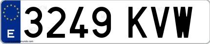 Ejemplo de matrícula española 3249 KVW