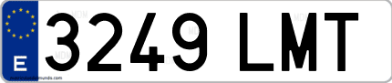 Ejemplo de matrícula de coche ordinaria 3249 LMT