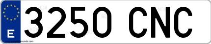 Ejemplo de matrícula española 3250 CNC