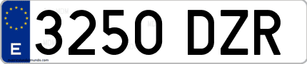 Ejemplo de matrícula de coche ordinaria 3250 DZR