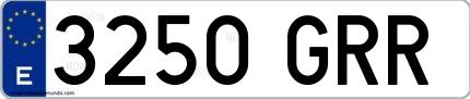 Ejemplo de matrícula española 3250 GRR