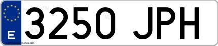 Ejemplo de matrícula española 3250 JPH
